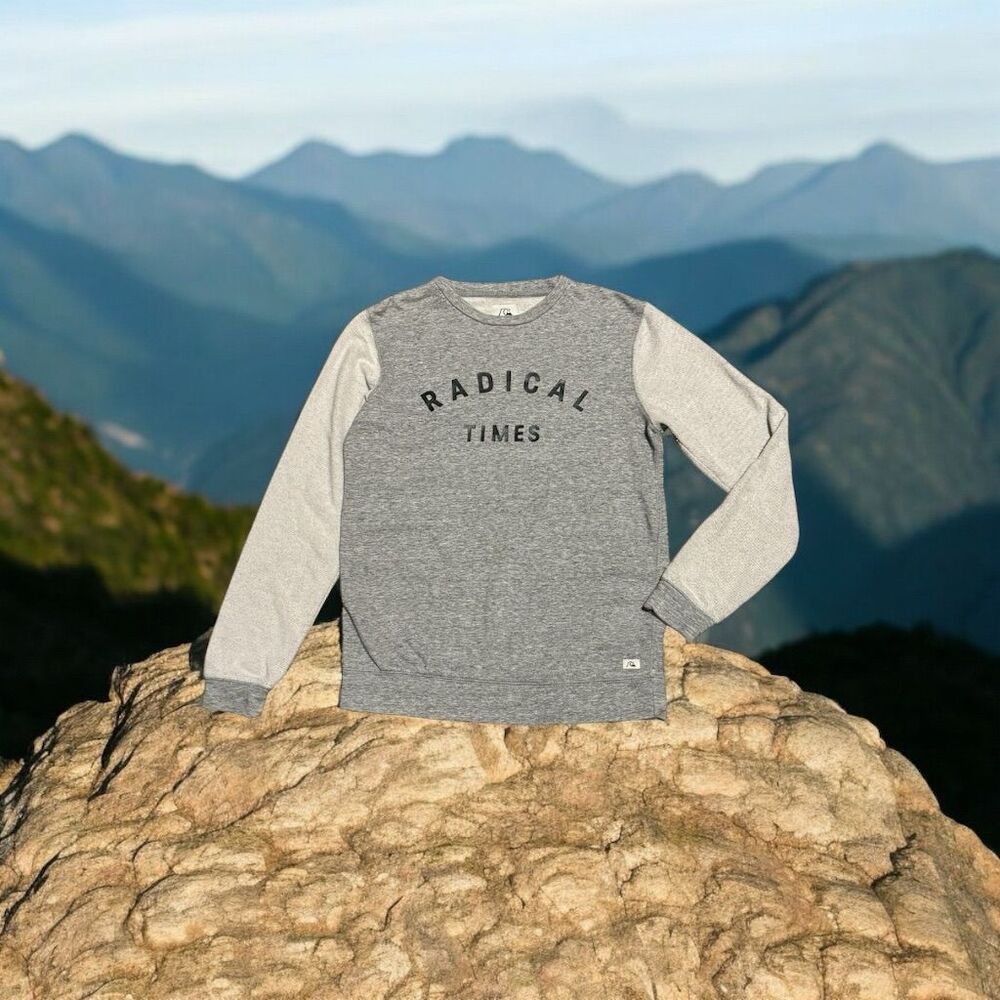 Quiksilver Men's Graphic Print Pullover Sweater Gray Size M